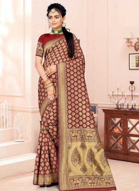 Maroon Colour Santraj New Festive Wear Designer Fancy Banarasi Silk Saree Collection 1022